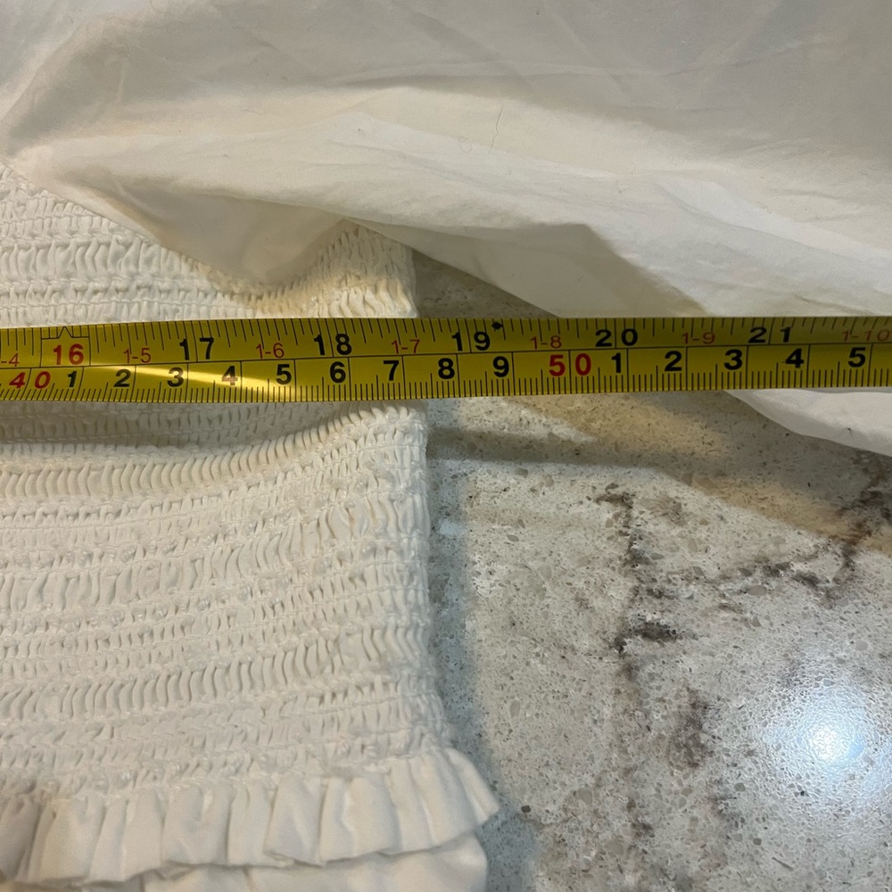 White Smocked 3/4 Sleeve Dress - Picture 5 of 6